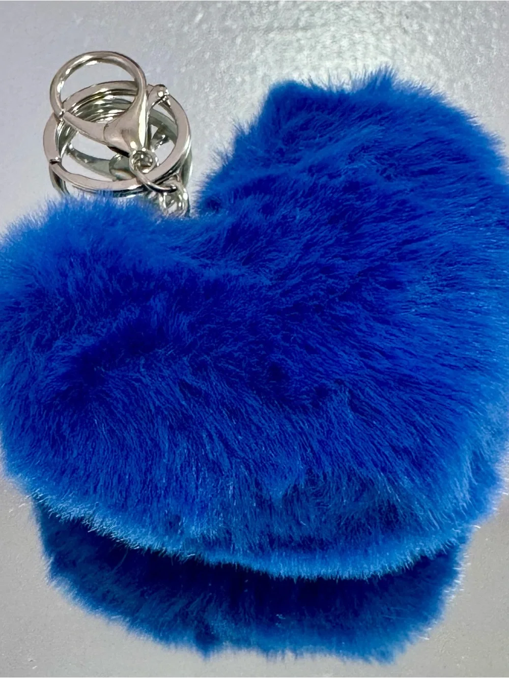 New Royal Blue Faux Fur Fluffy Heart